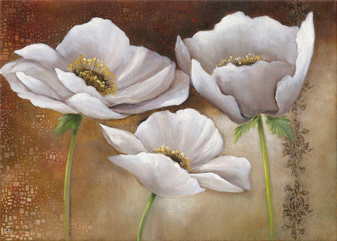 WHITE FLOWERS I White Modern Wood Framed Art Print with Double Matting by Withaar, Rian