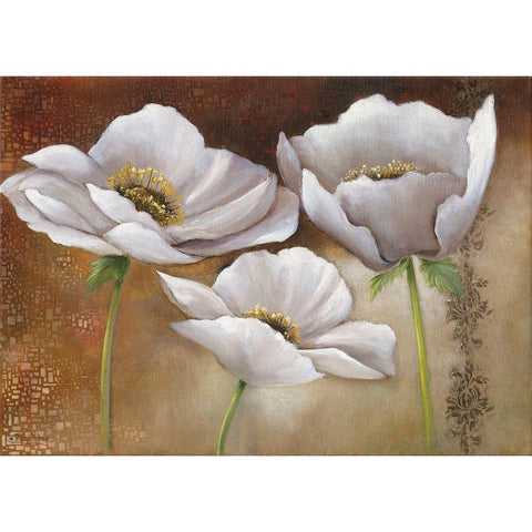WHITE FLOWERS I Black Modern Wood Framed Art Print with Double Matting by Withaar, Rian