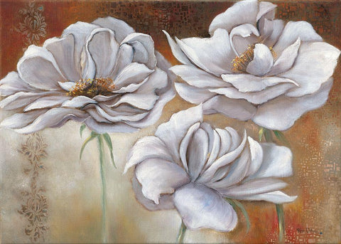 WHITE FLOWERS II White Modern Wood Framed Art Print with Double Matting by Withaar, Rian