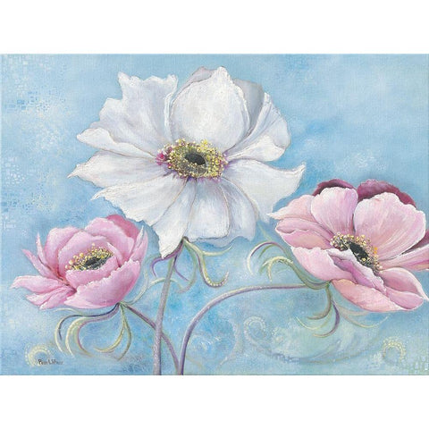 PASTEL FLOWERS I Black Modern Wood Framed Art Print with Double Matting by Withaar, Rian