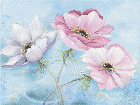 PASTEL FLOWERS II Black Ornate Wood Framed Art Print with Double Matting by Withaar, Rian