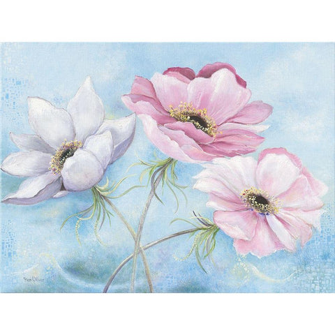 PASTEL FLOWERS II Black Modern Wood Framed Art Print with Double Matting by Withaar, Rian