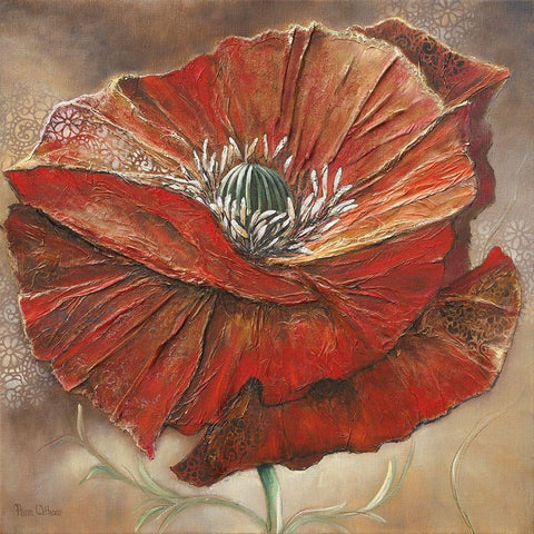 BOLD POPPY II Gold Ornate Wood Framed Art Print with Double Matting by Withaar, Rian