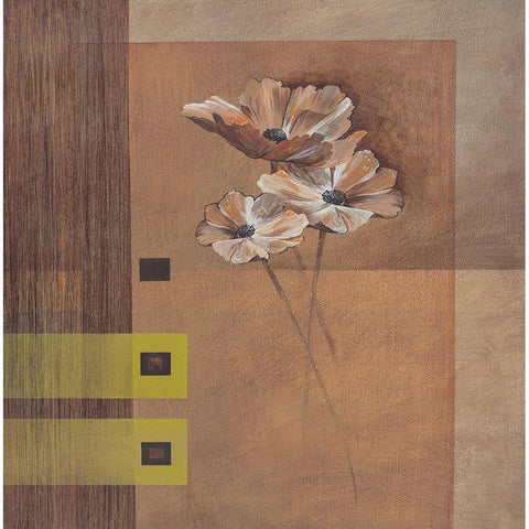 Elegant Flowers I Black Modern Wood Framed Art Print by Verbeek-Van Den Broek
