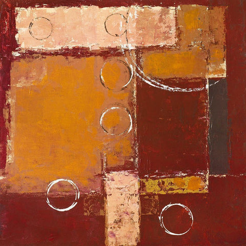Circles on red-brown II Gold Ornate Wood Framed Art Print with Double Matting by Sedalia, David