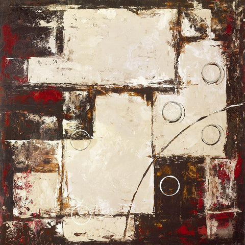 Circles on brown-beige II White Modern Wood Framed Art Print by Sedalia, David