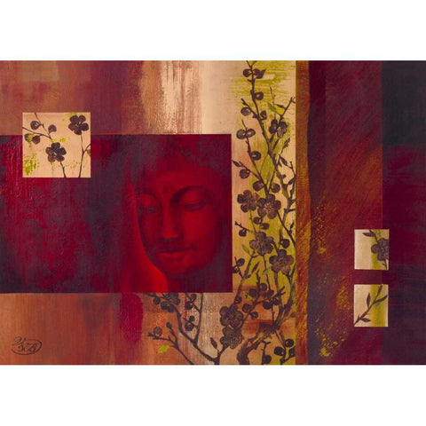 Buddha III Black Modern Wood Framed Art Print with Double Matting by Verbeek-Van Den Broek