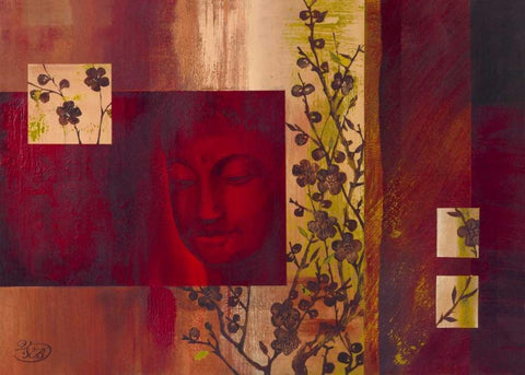 Buddha III White Modern Wood Framed Art Print with Double Matting by Verbeek-Van Den Broek