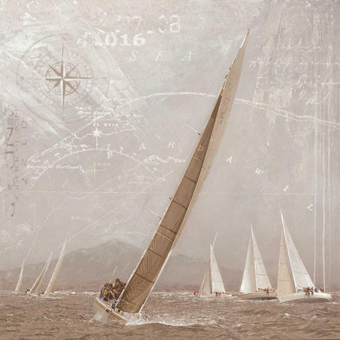 Yachting I Black Modern Wood Framed Art Print by Gieben, Marteen