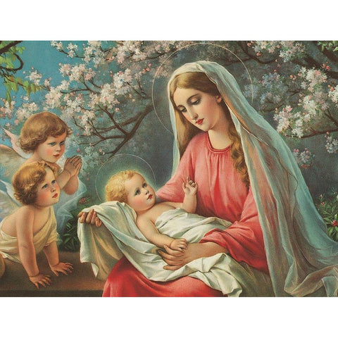 BLÃœTEN-MADONNA Gold Ornate Wood Framed Art Print with Double Matting by Anonymous