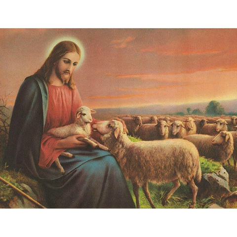 DER GUTE HIRTE White Modern Wood Framed Art Print by Anonymous