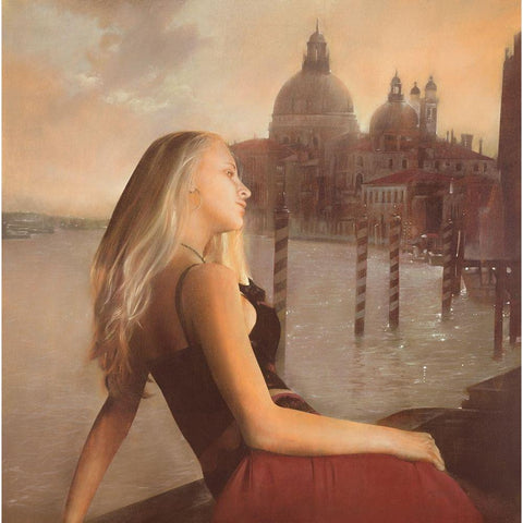 GIADA IN UN TRAMONTO VENEZIANO White Modern Wood Framed Art Print by Sgarbossa, Antonio