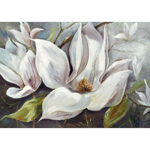 Tender Magnolias I Gold Ornate Wood Framed Art Print with Double Matting by Field, Anna