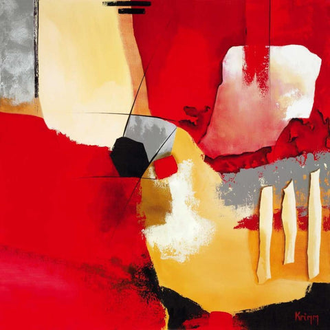 Red Composition I Black Modern Wood Framed Art Print by Krimm