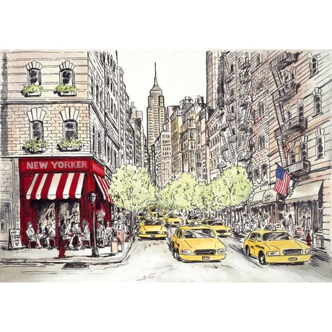 New Yorker Gold Ornate Wood Framed Art Print with Double Matting by Marceau, Chloe
