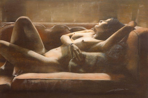 CALDE LUCI SU OLIVIA White Modern Wood Framed Art Print with Double Matting by Sgarbossa, Antonio