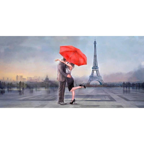 Paris Love Gold Ornate Wood Framed Art Print with Double Matting by Tarin, Michael