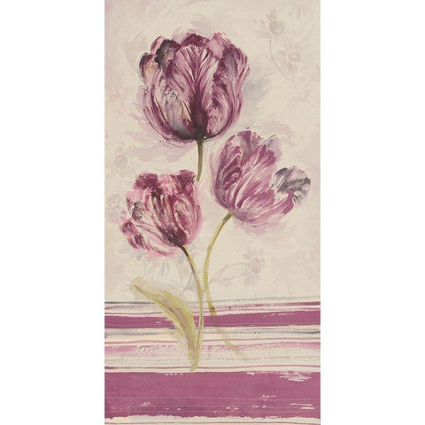 Floral WITH STRIPES I Black Modern Wood Framed Art Print by Disegni