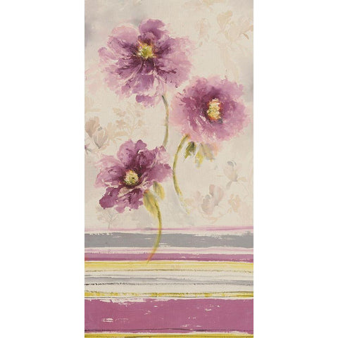 Floral WITH STRIPES II Gold Ornate Wood Framed Art Print with Double Matting by Disegni