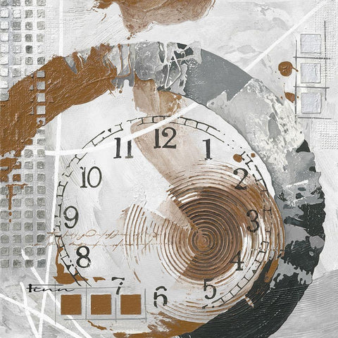 ENDLESS TIME BROWN I White Modern Wood Framed Art Print with Double Matting by Finn