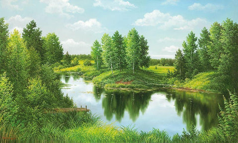 NEAR ST. PETERSBOURGH Black Ornate Wood Framed Art Print with Double Matting by Osipova, Svetlana