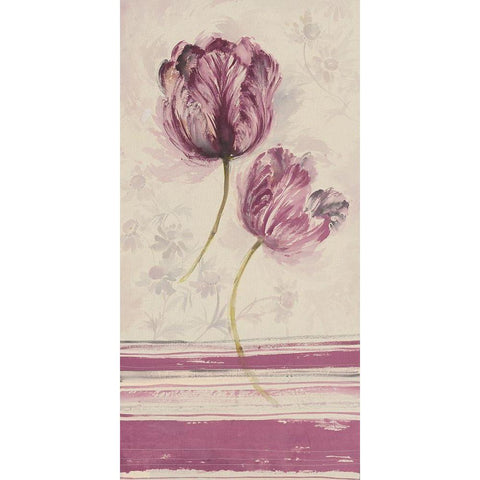 Floral WITH STRIPES III White Modern Wood Framed Art Print by Disegni