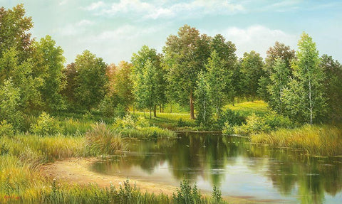 NEAR CELSABINSK Black Ornate Wood Framed Art Print with Double Matting by Osipova, Svetlana