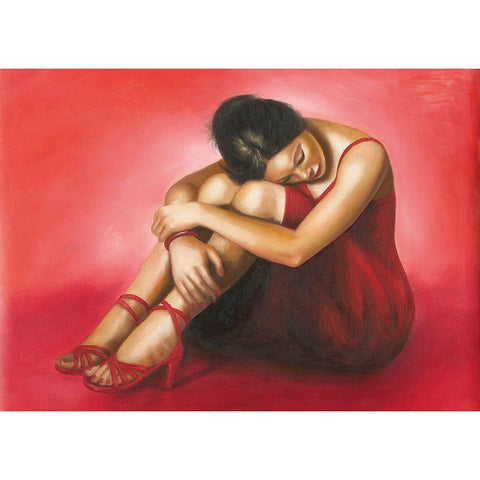 LA DONNA ROSSA Black Modern Wood Framed Art Print by Sgarbossa+May