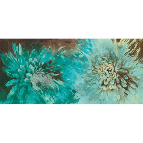 TURQUOISE BLOOM White Modern Wood Framed Art Print by Ganz, Michael