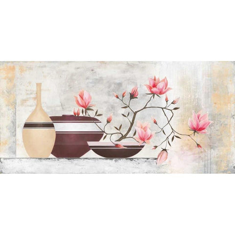 Pink Magnolias I White Modern Wood Framed Art Print by Sedalia, David
