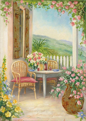 Veranda I Black Ornate Wood Framed Art Print with Double Matting by Erwin, Eric