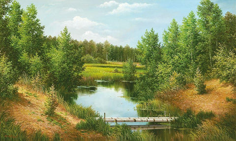 NEAR POKROVSKOYE White Modern Wood Framed Art Print with Double Matting by Osipova, Svetlana