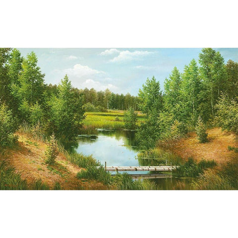 NEAR POKROVSKOYE Black Modern Wood Framed Art Print with Double Matting by Osipova, Svetlana