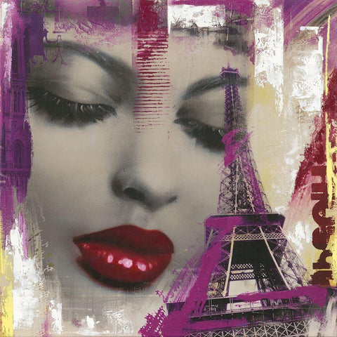 FACES PARIS Black Modern Wood Framed Art Print by Pax