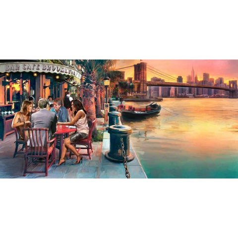 Brooklyn Cafe White Modern Wood Framed Art Print by Tarin, Michael