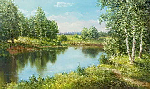 THE POOL White Modern Wood Framed Art Print with Double Matting by Osipova, Svetlana