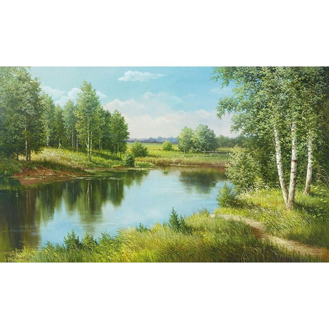 THE POOL Gold Ornate Wood Framed Art Print with Double Matting by Osipova, Svetlana