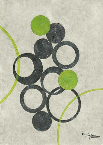 Circle Graphics I White Modern Wood Framed Art Print with Double Matting by Kikani, Umang