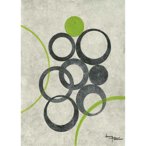 Circle Graphics II Black Modern Wood Framed Art Print with Double Matting by Kikani, Umang