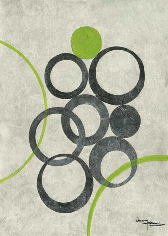 Circle Graphics II Black Ornate Wood Framed Art Print with Double Matting by Kikani, Umang