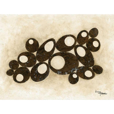 Brown Circles White Modern Wood Framed Art Print by Kikani, Umang