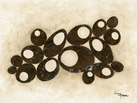 Brown Circles Black Ornate Wood Framed Art Print with Double Matting by Kikani, Umang