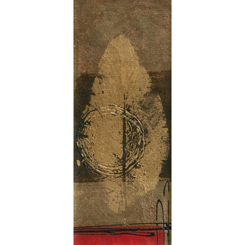 Golden Leaf I Black Modern Wood Framed Art Print by Kikani, Umang