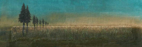 Fir Trees I White Modern Wood Framed Art Print with Double Matting by Kikani, Umang