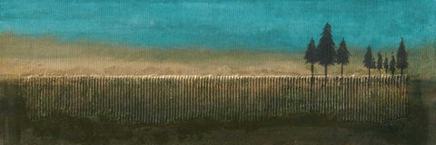 Fir Trees II White Modern Wood Framed Art Print with Double Matting by Kikani, Umang