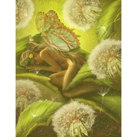 Nature Fairy Gold Ornate Wood Framed Art Print with Double Matting by Babette