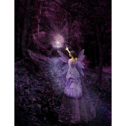 Night Fairy White Modern Wood Framed Art Print by Babette