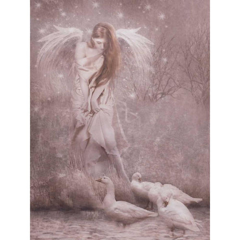 Caring White Modern Wood Framed Art Print by Babette