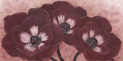 MOHAGONY ANEMONE I White Modern Wood Framed Art Print with Double Matting by Lake, Kaye