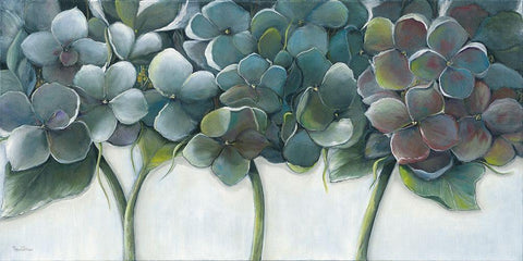 BLUE HYDRANGEAS White Modern Wood Framed Art Print with Double Matting by Withaar, Rian